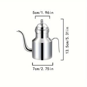 TEMU 1pc, 304 스테인레스 스틸 오일 포트, 대형 차 및 커피 포트, 두껍고 내구성이 뛰어난 조미료 저장 냄비, 식초 디스펜서, 액체 조미료 냄비, 요리, 주방 용품, 바베큐, 베이킹, 샐러드, 주방 도구, 레스토랑 음식 카트에 적합
