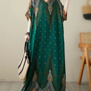 TEMU 스타일 V넥 플러스 사이즈 드레스|인견원피스