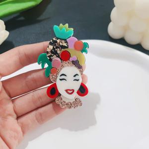 TEMU 1개 스타일 아크릴 꽃 파인애플 브로치, 창의적인 수공예 패션 피규어 배지, 여름 의류 액세서리, 스타일, 귀여운 스타일, 동물 테마