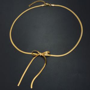 TEMU 여성을 위한 세련되고 귀여운 스테인리스 스틸 소재의 리본 조커 목걸이