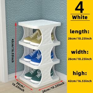 TEMU 모래시계 모양 다층 신발 정리대 | 튼튼하고 공간 절약형 좁은 플라스틱 수납 정리함, 거실용, 바닥 설치형, 폴리프로필렌, 기숙사 사용에 적합
