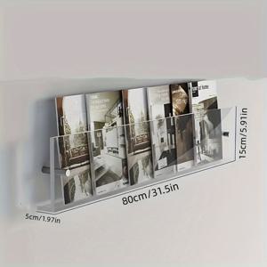 TEMU 아크릴 벽걸이 책장 ( 및 잡지용), 벽 장식 디스플레이 랙, 창의적인 벽면 수납 선반