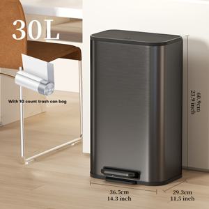 TEMU 스테인리스 스틸 30리터 뚜껑 , 8갤런 주방용 높은 , 금속 , 가정 호텔 사무실 공공 장소용, 새집 장식 크리스마스 선물 주방|쓰레기통|음식물쓰레기통