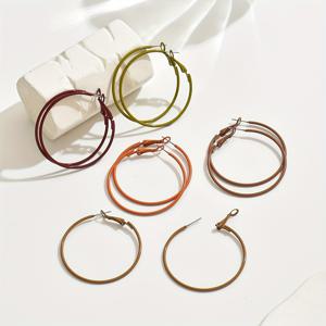 TEMU 여성용 빈티지 가을/겨울 멀티컬러 원형 귀걸이 10개 세트, 선물 및 데일리 커뮤트에 적합, 카드 미포함