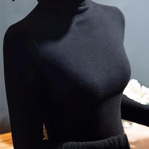 TEMU 하이넥 안감 여성 가을/겨울 신상 양면 브러시드 안감 스타일리시 블라우스 두꺼운 보온 탑 트렌디