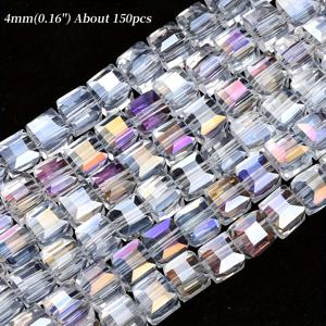 TEMU 4/6/8mm 반짝이는 드릴된 다면체 사각형 클리어 AB 컬러 비즈, 귀걸이, 목걸이 및 바느질 장식품 제작용