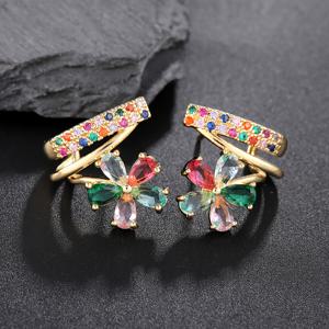 TEMU 1쌍 패셔너블하고 라이트 럭셔리한 구리 인레이드 큐빅 합성 지르코니아 금도금 컬러풀 와인딩 플라워 정교한 귀걸이, 여성 데일리 데이트, 웨딩 파티, 크리스마스 선물용