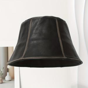 TEMU 뉴 PU 가죽 낚시꾼 모자 야외 라이트 럭셔리 패션 선쉐이드 안티에이징 덕빌 모자 인터넷 유명인 모자 여성용|벙거지모자