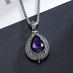 TEMU 열리는 눈물방울 모양의 자수정 목걸이 펜던트, 여성 선물용으로 아름다운 액세서리