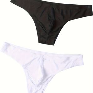 TEMU 2개 남성용 아이스 실키 파이버 팬티 - 슬림핏 무봉제 통기성 속옷, 미드 스트레치 단색 탄력 밴딩 & 앱리케 디테일, 러닝·헬스·캐주얼 착용 가능 - 세탁기 사용 가능, 신축성 원단