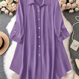 TEMU 플러스 사이즈, 유럽 및 미국 스타일 여성용 롱 셔츠