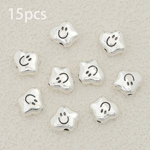 TEMU 15pcs 스마일 페이스 비즈, 주석 합금 불규칙한 모양 스페이서 비즈, 귀걸이, 패ンデ트, 목걸이, 키체인 및 폰 찰름을 위한 DIY 보석 공예 용품
