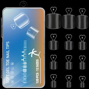 TEMU 120개 소프트 젤 매트 프레스온 발톱 - 투명 스퀘어 숏 손톱, 12가지 사이즈 풀커버 무주름 디자인, 재사용 가능한 아크릴 젤 네일 익스텐션, 여성 DIY & 살롱용, 슬림한 마감, 유연한 네일 팁