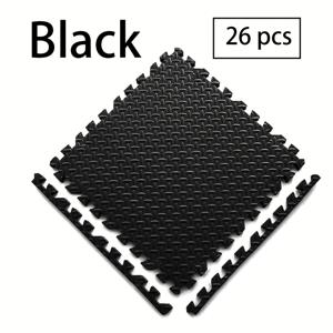 TEMU 8/16/20/26개 EVA 폼 인터로킹 바닥 보호 매트, 미끄럼 방지 질감, 조립 간편, 체육관 장비용 블랙 바닥 매트, 요가 및 운동용, 낙하 방지, 클릭 설치