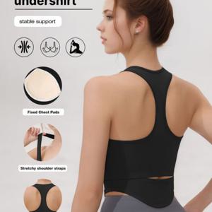 TEMU 여성 의류 U자형 탱크탑 여성용 상의 여가 브라 플러스 브라 패드 심리스 고강도 충격 흡수 등 镂空형