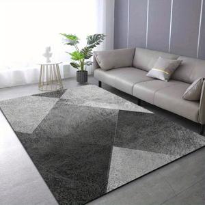 TEMU 1개 두꺼운 1.1cm 거실 바닥 매트, 고급 회색 패턴 인쇄된 바닥 매트 두께가 있는 미끄럼 방지 내마모성 주방, 거실, 공부방, 침실 현관 발코니 및 기타 홈 데코레이션에 적합