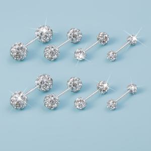 TEMU 여성용 반짝이는 3/4/5/6mm 볼 스터드 귀걸이 1/4쌍, 귀 연골 피어싱 트라구스 헬릭스 바 바디 주얼리 선물|피어싱