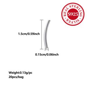 TEMU 20개/팩 S925 스털링 실버 홀로우 튜브 DIY 수제 팔찌 비즈, 주얼리 만들기용 은색 곡선형 중공 액세서리