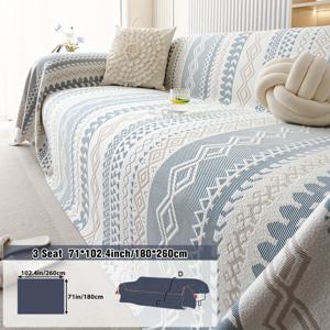 TEMU 1개 여름 시원한 기하학적 디자인 소파 쿠션 커버, 모던하고 우아한 거실 장식, 시원하고 편안함, 자연스러운 흐름, 미끄럼 방지, 고양이 스크래치 방지, 1~4인용 소파에 적합