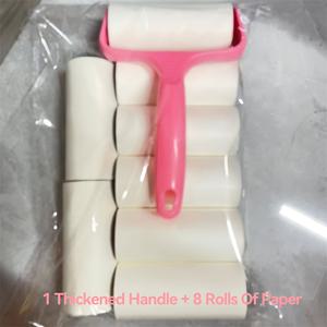 TEMU 초강력 접착 애완동물 털 제거 세트, 천, 러그, 차량 내부, 먼지, 강아지, 고양이용 끈끈이 먼지 롤러