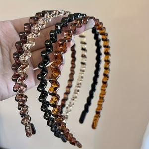 TEMU 4개 물결 디자인 헤어밴드 (봄/여름용), 여성용 미끄럼 방지 헤어 케어 밴드, 다양한 색상으로 제공되어 일상복 및 다용도 헤어 추가로 적합