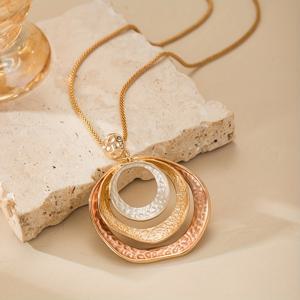 TEMU 여성용 스타일리시 기하학적 펜던트 목걸이, 봄/여름 신상, 아연 합금 소재, 오렌지색 얇은 코팅 및 나선형 디자인, , 파티, 휴가, 뮤직 페스티벌에 적합