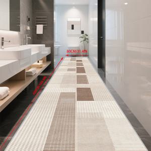 TEMU 1개 모던 그레이 기하학적 미끄럼 방지 세탁 가능 매트 - 거실, 침실, 욕실, 공항 라운지용 100% 폴리에스터 소프트 플러시 매트 - 대형 사이즈 옵션 제공, 침실 컴포트 매트 | 스타일리쉬 바닥 장식 | 내구성 있는 바닥 매트, 침실 러그