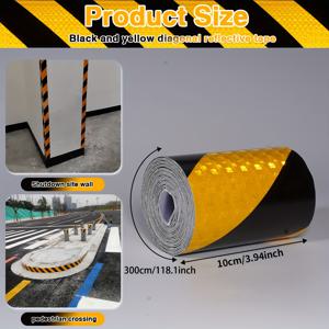 TEMU 10cm * /5m 반사 방수 고가시성 빨간색과 노란색 경고 안전 접착 테이프, 야외용 산업 마킹 테이프, 찢어짐에 강한 재질, 트레일러 및 차량 및 장비 안전 테이프
