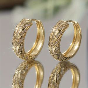TEMU 여성용 도금 후프 귀걸이 - 우아한 라운드 후프, 웨딩 & 주얼리, 사계절 데일리 웨어, 데이트에 어울리는 시크한 귀걸이, 크리스마스 선물