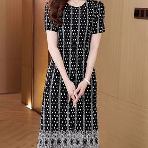 TEMU 미야케 플리츠 원단 원피스, 패셔너블하고 활용도 높은 여름 반팔 여성 의류, 나이감소 효과, 루즈핏, 캐주얼, 엄마 스타일, 여름옷, 드레스