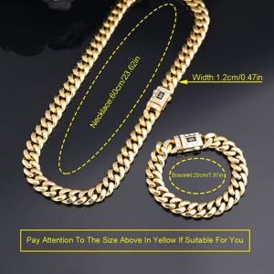 TEMU 2개 세트, 골드 도금 쿠바 목걸이 및 팔찌 포함. 펑크 스타일 디자인으로 누구에게나 어울립니다. 이 고급스러운 힙합 초커 주얼리 세트는 크리스마스 선물, 생일, 발렌타인데이 선물로 완벽합니다.