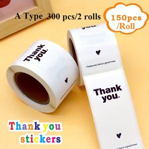 TEMU 300개/2롤 감사 선물 봉투 스티커, 다목적 접착 봉투 스티커, 결혼식, 파티, 특별한 행사 및 선물 봉투 밀봉에 적합, 선물 포장 밀봉,선물 포장 액세서리,행사 봉인,다기능 스티커,직사각형 씰,장식용 접착제,일회용 품질, 종이 소재