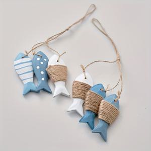 TEMU 6개 나무 물고기 벽걸이 장식 | 로프 행거가 있는 소박한 해안 해양 장식, 호수, 바다 테마 홈 데코 | 실내 및 실외 사용에 적합 | 농가, 캐빈, 해변 하우스 장식에 이상적