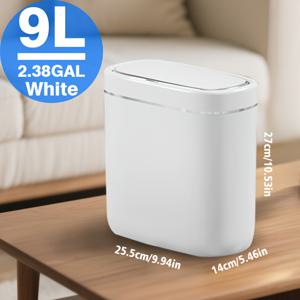TEMU 스마트 터치리스 - 7L/1.85GAL & 9L/2.38GAL, 냄새 차단, 내구성 플라스틱 , 주방 & 욕실용 - AA 배터리 구동 (포함되지 않음), 화이트 & 블랙 색상 제공|쓰레기통