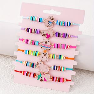 TEMU 6개 귀여운 카피바라 버블티 & 수박 먹는 소프트 클레이 슬라이더 팔찌 세트 - 트렌디한 패션, 파티 및 축제 선물 추천