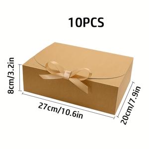 TEMU 10개 세트 리본 선물 상자, 플랩 크래프트 종이 벨트 골든 보우 리본 선물 상자, 대형/중형/소형 옷상자, 생일 선물 상자, 파티 선물 상자, 결혼식/크리스마스/할로윈 선물용