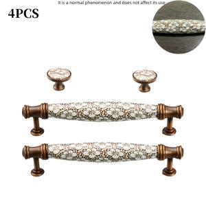 TEMU 4개 Osmanthus 패턴 세라믹 손잡이 - 캐비닛, 신발장, 와인장, 옷장용 유럽 및 미국 스타일, 빈티지 컨트리 스타일 손잡이, 주방 하드웨어 장식