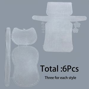 TEMU 코바늘 뜨개질 프로젝트용으로 디자인된 플라스틱 메시 캔버스 6개 세트 - 아크릴 얀 공예, 수제 가방, 클러치, 다양한 미술 프로젝트 및 지갑 제작에 적합한 작은 꽃 가방과 말굽 모양의 숄더백 포함
