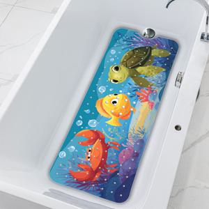TEMU 오렌지색 게 물고기 거북이 프린트 욕조 미끄럼방지 매트 - 욕실 안전 그립 패드, 가정용 내구성 강한 쉬운 세척, 미끄러짐 방지 및 추락 예방, 편안한 사용감
