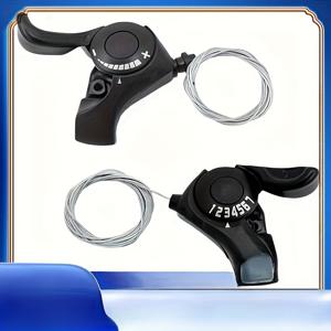 TEMU 21단계 산악 자전거용 TX30-7 디레일러 레버 세트 - 블랙 & 블루 알루미늄 합금, 조절 가능한 케이블 포함, 내구성 있는 및 캐주얼 사이클링 액세서리, 인체공학적 기어 시프터