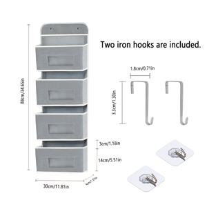 TEMU 문걸이 수납함, 3/4/5단 걸이형 수납함, 3/4/5개의 대용량 포켓, 44파운드 하중 지지, 기울림 방지 기능, 침실, 욕실, 냉장고, 방 수납 및 컬렉션용