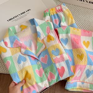 TEMU 여성용 파자마 봄/가을 핫 스타일 긴팔 바지 외출복 귀여운 만화 스위트 여성 홈 서비스 슈트 할인 이벤트 투피스 여성용 빅사이즈 루즈핏 봄/여름|잠옷|냉장고바지|파자마