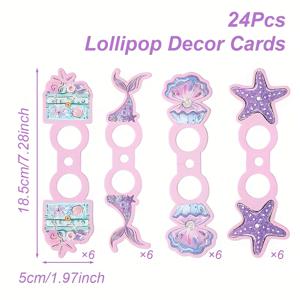 TEMU 생일 장식용 24개 보라색 메마리드 롤리팝 종이 카드 세트. 메마리드 디자인 특징. 파티용 사탕 장식에 이상적이며, 여아용 베이비 샤워 답례품으로 완벽합니다.