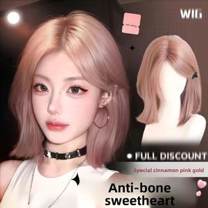 TEMU 여성용 숏 헤어 풀 헤드 가발 한국 스타일 헤어 사이드 파트 - 일상 착용용 네트, 쉬운 관리 & 편안한 착용감 | 대머리 커버용 전체 헤드 커버리지 (생리, 기타 이유) | 모든 용도에 적합