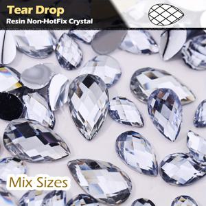 TEMU 투명 AB 물방울 레진 스톤 4x6mm 5x8mm 6x10mm 플랫백 비즈 네일 아트 의류 액세서리 DIY 글리터