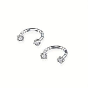 TEMU 2개 세트 우아한 스테인리스 스틸 말발굽 코링 & 연골 귀걸이, 입술 링 – 데일리 웨어와 파티용 올시즌 스타일