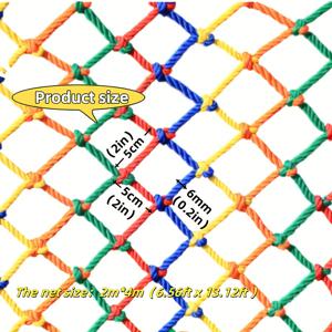 TEMU 1개 78.74인치×157.48인치 컬러풀 폴리에스터 보호망 - 계단 발코니 보호 창문 닫기 안전 평면 메쉬, 경관 지역 안전망, 건물 및 구조물 안전 그리드용 낙하 방지 사다리 가드레일, 바위 벽 울타리 스키장 스포츠 장 격리 장벽 내구성 있는 로프 망 가금류 농업에 적합