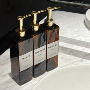 TEMU 3개/6개 빈티지 브라운 세트, 500ml/50g 재충전 가능한 빈 병, 샴푸, 컨디셔너, 바디워시, 로션 등 다용도, 호텔, 가정용, 휴가용 임대, 미용실에 적합, 방수 라벨 포함