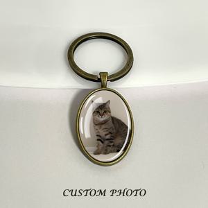 TEMU 커플, 애완동물 또는 애니메이션 캐릭터를 위해 디자인된 맞춤형 타원형 키체인 1개. 유리 돔 안에 사진 또는 로고가 특징입니다. 이 펜던트 키체인은 일상 사용, 축제, 생일에 완벽합니다.