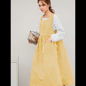 TEMU 사이드 슬릿이 있는 한국 스타일 플로럴 드레스, 베이킹 앞치마, 네일 아트, 밀크티를 위한 큰 사이즈 A라인 탱크 드레스